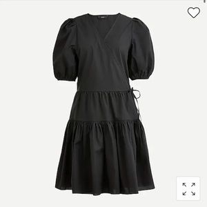 COPY - Black puff-sleeve cotton poplin wrap dress